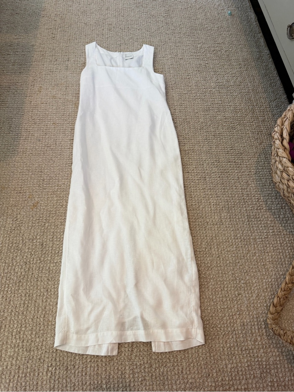 Posse Alice White Square-Neck Linen Midi Dress - Picture 4 of 5